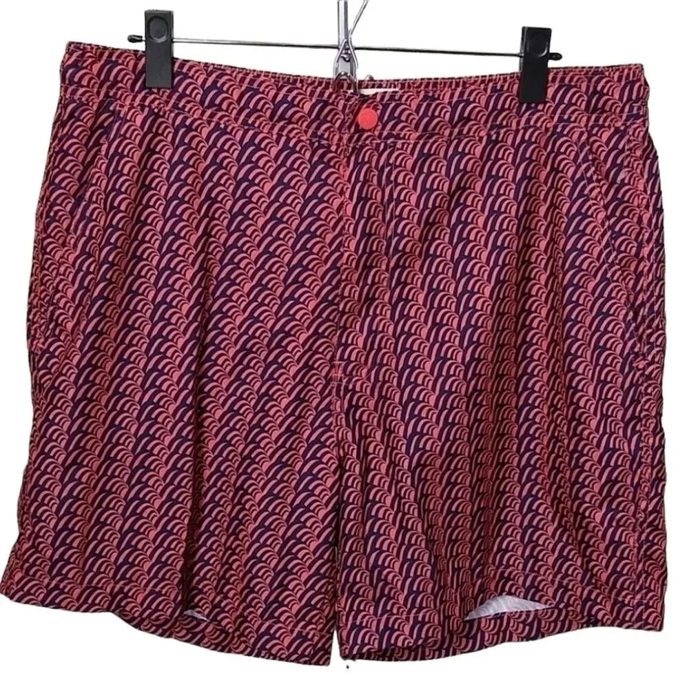 Trunks Swim & Surf Co. Men's Large Coral & Navy Blue Shorts Summer Vacation